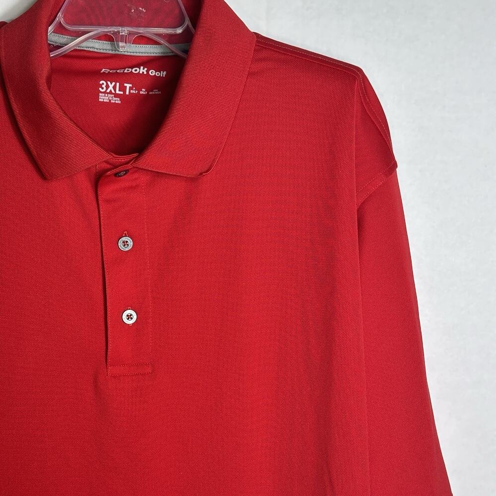 Reebok Big & Tall Golf Polo Shirt Mens 3XLT Red Moisture Wicking Athletic Fit